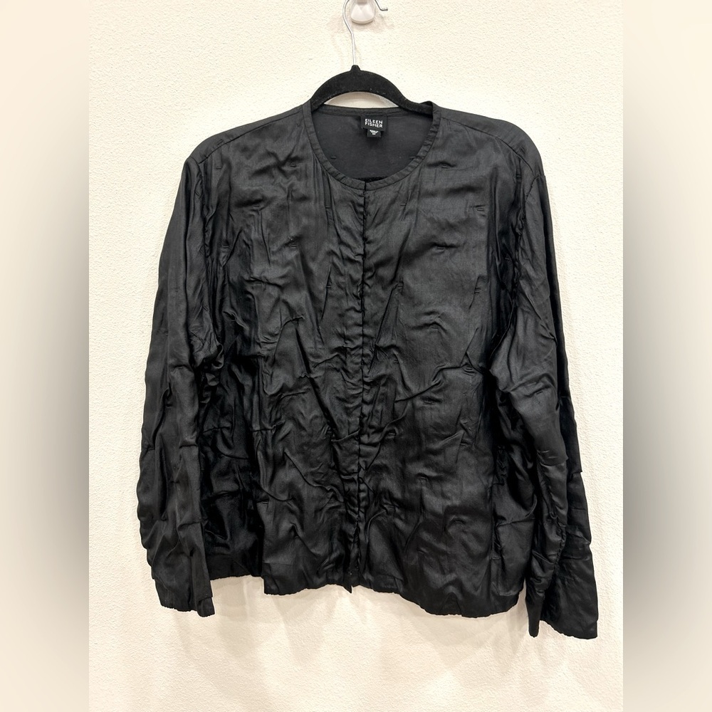 Eileen fisher MED silk tussah bartack jacket quite luxury office professional